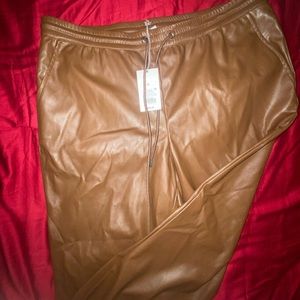 Brown leather pants